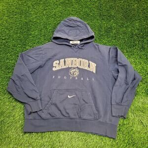 Sanborn Football Hoodie Large 26x25 Oversized Boxy Sun-Faded